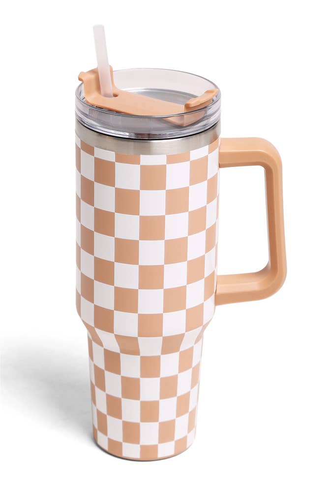 Checkered 40oz Handle Tumbler