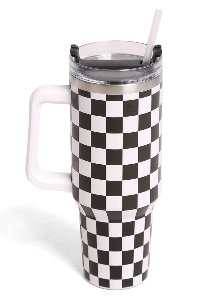 Checkered 40oz Handle Tumbler