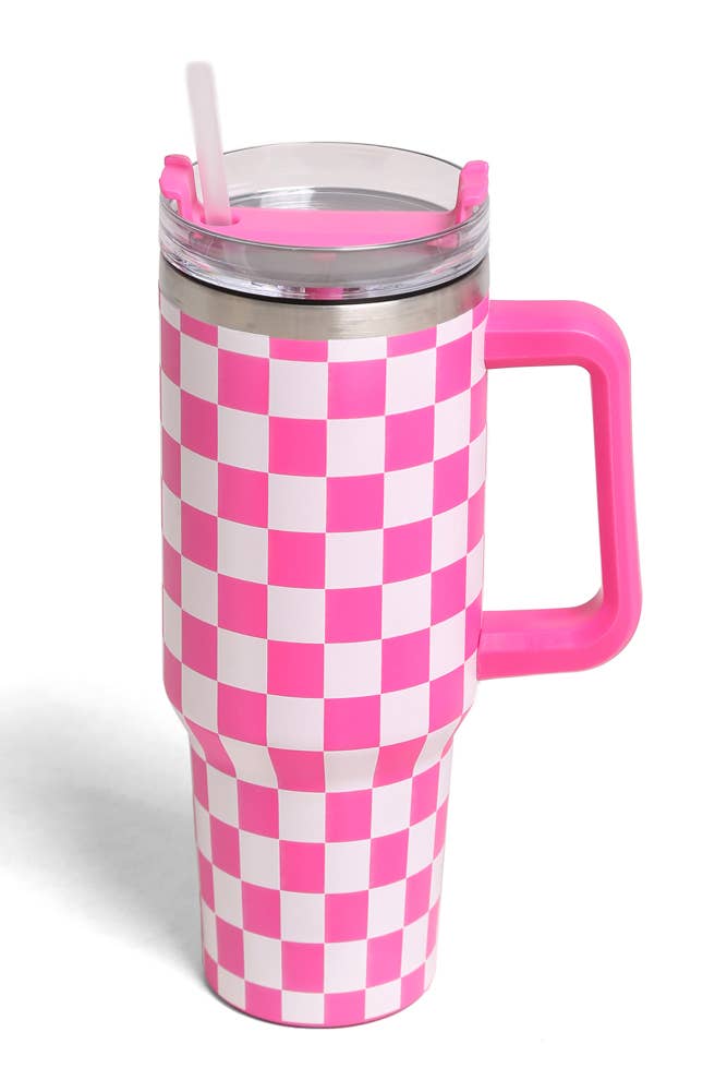 Checkered 40oz Handle Tumbler