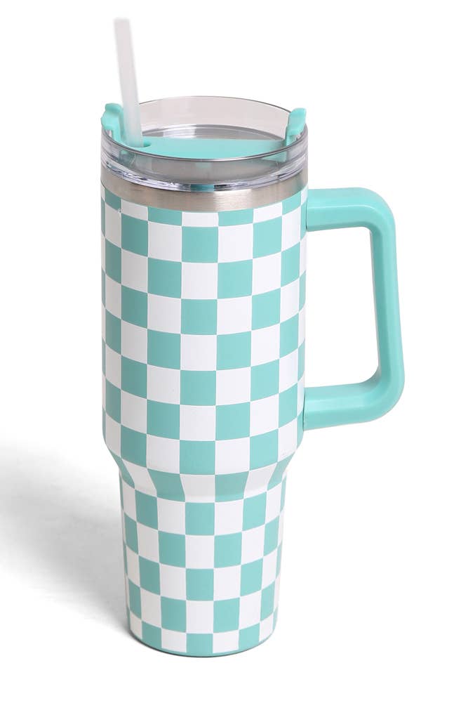 Checkered 40oz Handle Tumbler
