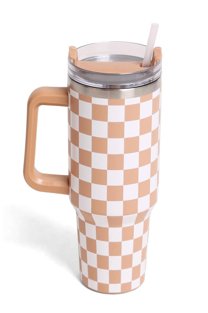 Checkered 40oz Handle Tumbler