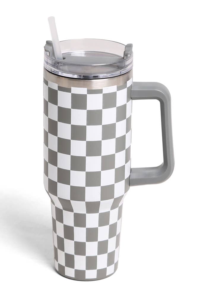 Checkered 40oz Handle Tumbler