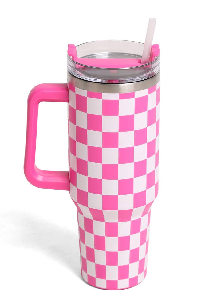 Checkered 40oz Handle Tumbler